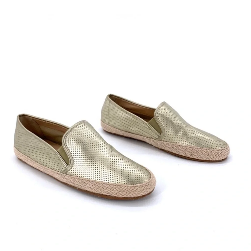 LINDSAY PHILLIPS Metallic Gold Hope Slip On Flats Loafers Size 8 Coastal